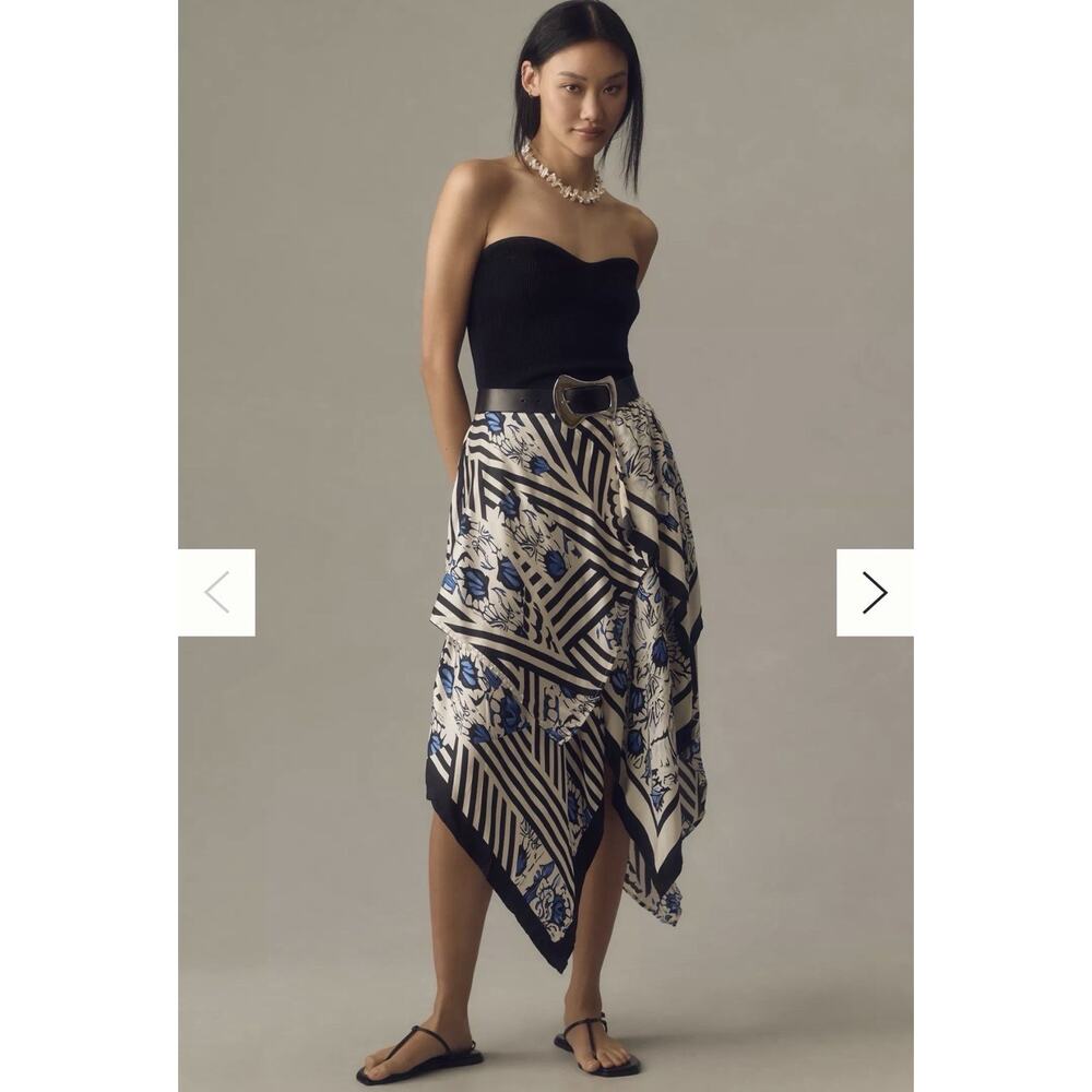 NEW Anthropologie Maeve Asymmetrical Hem Handkerchief Midi Skirt Size Medium